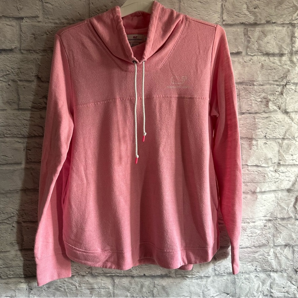 PREOWNED VINEYARD VINES FUNNEL NECK PINK WOMENS PULLOVER MEDIUM M